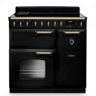 Cuisini�re 90cm Falcon Classic Deluxe NGC Noir laiton antique CLDL90EIPGBL/AB-E1 3 fours �lectriques / 5 foyers induction