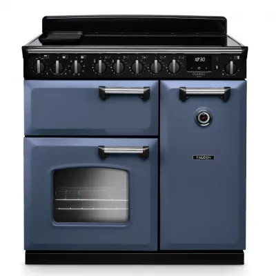 Cuisini�re 90cm Falcon Classic Deluxe NGC Roche bleue chrom� CLDL90EIPSTB/CM-E1 3 fours �lectriques / 5 foyers induction