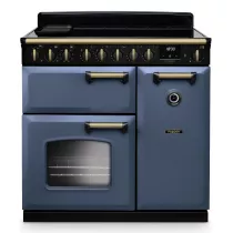 Cuisini&egrave;re 90cm Falcon Classic Deluxe NGC Roche bleue laiton antique CLDL90EIPSTB/AB-E1 3 fours &eacute;lectriques / 5 foyers induction