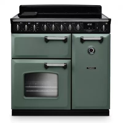 Cuisini�re 90cm Falcon Classic Deluxe NGC Vert min�ral chrom� CLDL90EIPMGR/CM-E1 3 fours �lectriques / 5 foyers induction