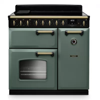 Cuisini�re 90cm Falcon Classic Deluxe NGC Vert min�ral laiton antique CLDL90EIPMGR/AB-E1 3 fours �lectriques 5 foyers induction