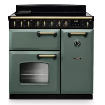 Cuisini&egrave;re 90cm Falcon Classic Deluxe NGC Vert min&eacute;ral laiton antique CLDL90EIPMGR/AB-E1 3 fours &eacute;lectriques 5 foyers induction