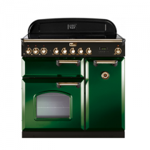 Cuisinière 90cm Falcon Classic Deluxe Vert anglais Laiton CDL90EIRG/B-EU 3 fours électriques / 5 foyers induction