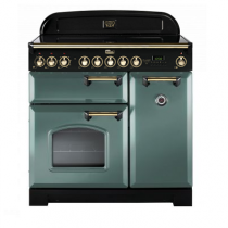 Cuisinière 90cm Falcon Classic Deluxe Vert minéral Laiton CDL90EIMG/B-EU 3 fours électriques / 5 foyers induction