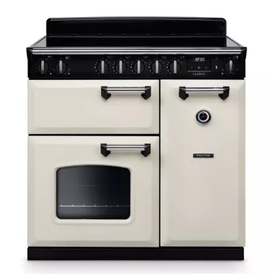 Cuisini�re 90cm Falcon Classic NGC Cr�me pastel Chrom� CL90EIPPCR/CM-E1 3 fours �lectriques / 5 foyers induction