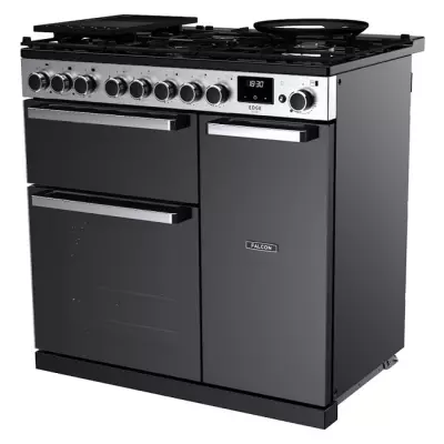 Cuisini�re 90cm Falcon Edge Deluxe verre Noir Chrome EDDL90DFGBLK/CM-E1 3 fours �lectriques / 5 foyers gaz