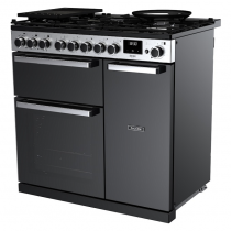 Cuisinière 90cm Falcon Edge Deluxe verre Noir Chrome EDDL90DFGBLK/CM-E1 3 fours électriques / 5 foyers gaz