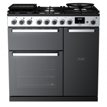 Cuisinière 90cm Falcon Edge Deluxe verre Noir Chrome EDDL90DFGBLK/CM-E1 3 fours électriques / 5 foyers gaz