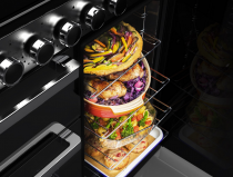 Cuisinière 90cm Falcon Edge Deluxe verre Noir Chrome EDDL90EIGBLK/CM-E1 3 fours électriques / 5 foyers induction