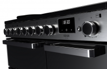 Cuisinière 90cm Falcon Edge Deluxe verre Noir Chrome EDDL90EIGBLK/CM-E1 3 fours électriques / 5 foyers induction