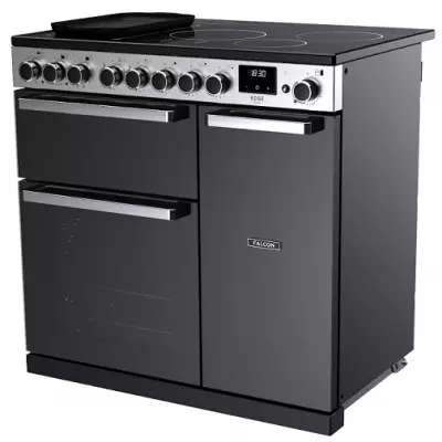 Cuisini�re 90cm Falcon Edge Deluxe verre Noir Chrome EDDL90EIGBLK/CM-E1 3 fours �lectriques / 5 foyers induction