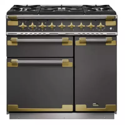 Cuisini�re 90cm Falcon Elise Luxe 90 Gris Ardoise Laiton antique ELS90DFSL/AB-EU 3 fours �lectriques / 6 foyers gaz