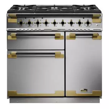Cuisini�re 90cm Falcon Elise Luxe 90 Inox / Noir laiton ELS90DFSS/BE-EU 3 fours �lectriques / 6 foyers gaz