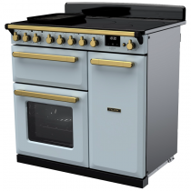 Cuisinière 90cm Falcon Estel Deluxe Bleu pastel / laiton antique ESDL90EIPMSB/AB-E1 3 fours électriques / 5 foyers induction