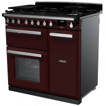 Cuisinière 90cm Falcon Estel Deluxe Bordeaux Chromé ESDL90DFPBOR/CM-E1 3 fours électriques / 5 foyers gaz