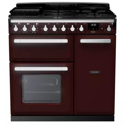 Cuisini�re 90cm Falcon Estel Deluxe Bordeaux Chrom� ESDL90DFPBOR/CM-E1 3 fours �lectriques / 5 foyers gaz
