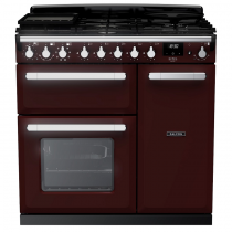 Cuisinière 90cm Falcon Estel Deluxe Bordeaux Chromé ESDL90DFPBOR/CM-E1 3 fours électriques / 5 foyers gaz