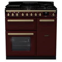 Cuisinière 90cm Falcon Estel Deluxe Bordeaux laiton antique ESDL90DFPBOR/AB-E1 3 fours électriques / 5 foyers gaz