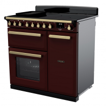 Cuisinière 90cm Falcon Estel Deluxe Bordeaux laiton antique ESDL90EIPBOR/AB-E1 3 fours électriques / 5 foyers induction