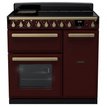 Cuisinière 90cm Falcon Estel Deluxe Bordeaux laiton antique ESDL90EIPBOR/AB-E1 3 fours électriques / 5 foyers induction