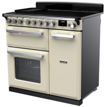 Cuisinière 90cm Falcon Estel Deluxe Crème pastel / Chromé ESDL90EIPPCR/CM-E1 3 fours électriques / 5 foyers induction