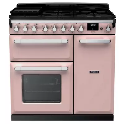 Cuisini�re 90cm Falcon Estel Deluxe Rose pastel / Chrom� ESDL90DFPPPK/CM-E1 3 fours �lectriques / 5 foyers gaz