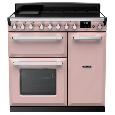 Cuisini�re 90cm Falcon Estel Deluxe Rose pastel / Chrom� ESDL90EIPPPK/CM-E1 3 fours �lectriques / 5 foyers induction