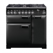 Cuisinière 90cm Falcon Leckford Deluxe Mixte Charbon / Chromé LKD90DFCB/C-EU 2 fours électriques / 5 foyers gaz