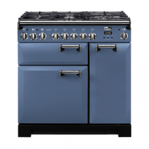 Cuisinière 90cm Falcon Leckford Deluxe Mixte Roche Bleue / Chromé LKD90DFSB/C-EU 2 fours électriques / 5 foyers gaz