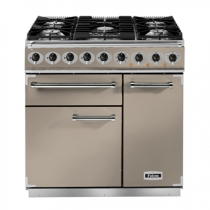 Cuisinière 90cm Falcon PKR 900 Deluxe Fauve Chromé grilles mates F900DXDFFN/NM-EU 3 fours électriques / 5 foyers gaz