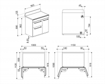 Cuisinière 90cm Victoria 2 fours 66+63l + 1 gril / 6 brûleurs gaz Crème - SMEG Elite Réf. TR93P