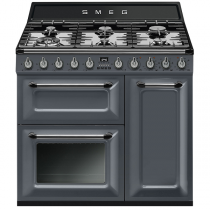 Cuisinière 90cm Victoria 2 fours 66+63l + 1 gril / 6 brûleurs gaz Gris ardoise - SMEG Elite Réf. TR93GR