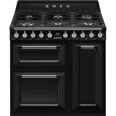 Cuisini�re 90cm Victoria 2 fours 66+63l + 1 gril / 6 br�leurs gaz Noir - SMEG Elite R�f. TR93BL