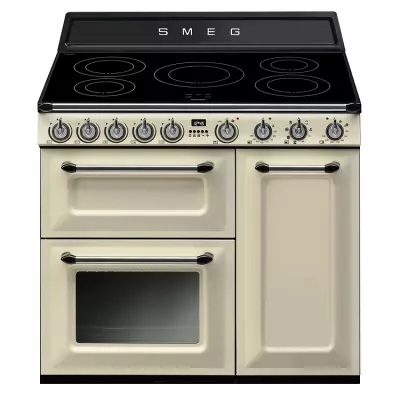 Cuisini�re 90cm Victoria 2 fours �lectriques 68+65l + 1 gril / 5 foyers induction Cr�me - SMEG R�f. TR93IP