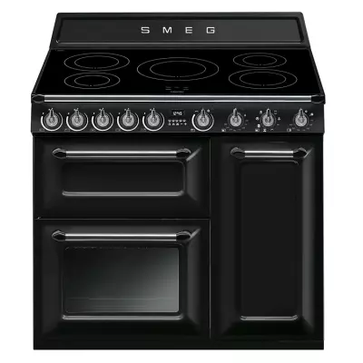 Cuisini�re 90cm Victoria 2 fours �lectriques 68+65l + 1 gril / 5 foyers induction Noir - SMEG R�f. TR93IBL