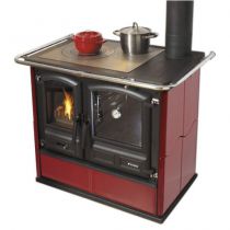 Cuisinière à bois 8.4Kw avec faïence coloris bordeaux - HARK Réf. Regina 631