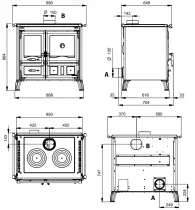 Cuisini&egrave;re &agrave; bois 9.5kW Gardenia .16 Steel Noir - LA NORDICA R&eacute;f. 3000930