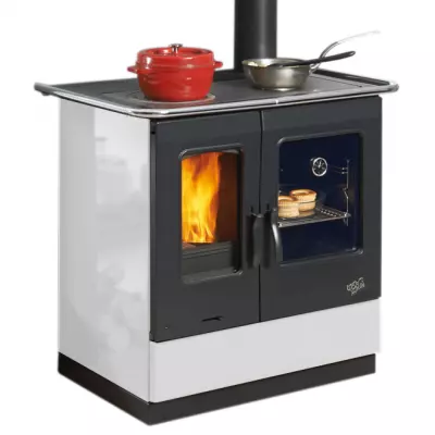 Cuisini�re � bois Armonnie 6.5Kw �maill�e Blanc - GODIN R�f. 241100