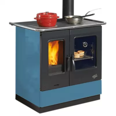 Cuisini�re � bois Armonnie �maill�e Bleu Bor�al - GODIN R�f. 241100
