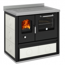 Cuisinière à bois DeManincor Eco E90P 6kW avec carreaux céramique