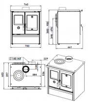 Cuisinière à bois Deville Mélisse 75 C086AA03 8kW Bordeaux 