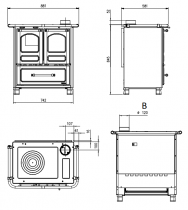 Cuisinière à bois Family 3,5 6.5kW fonte émaillée Cappuccino - LA NORDICA Réf. 7013003