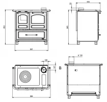 Cuisini&egrave;re &agrave; bois Family 4,5 7.5kW Noir anthracite - LA NORDICA R&eacute;f. 7014001