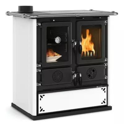 Cuisini�re � bois La Nordica Rosetta Sinistra Steel 7013135 7.2kW Blanc pointill�