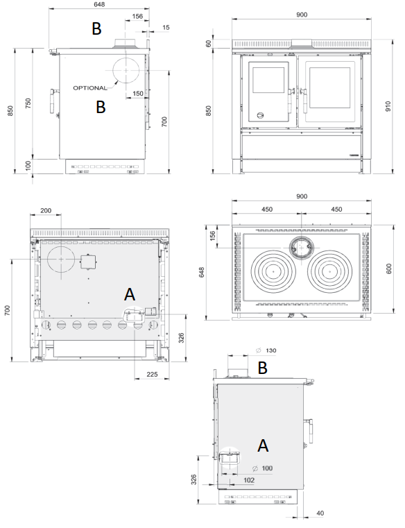 Cuisinière à bois encastrable - LA NORDICA Venezia 9.5 kW