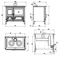 Cuisinière à bois Milly 8.7kW Bordeaux - LA NORDICA Réf. 7018000