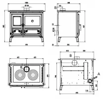 Cuisini&egrave;re &agrave; bois Milly 8.7kW Bordeaux - LA NORDICA R&eacute;f. 7018000