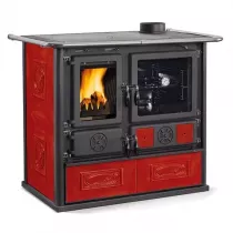 Cuisini&egrave;re &agrave; bois ROSA 5.0 8.8kW fa&iuml;ence Liberty Bordeaux - LA NORDICA R&eacute;f. 7015200