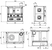 Cuisini&egrave;re &agrave; bois ROSA 5.0 8.8kW fa&iuml;ence Liberty Bordeaux - LA NORDICA R&eacute;f. 7015200