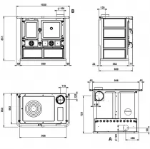 Cuisini&egrave;re &agrave; bois ROSA 5.0 8.8kW Pierre naturelle - LA NORDICA R&eacute;f. 7015210
